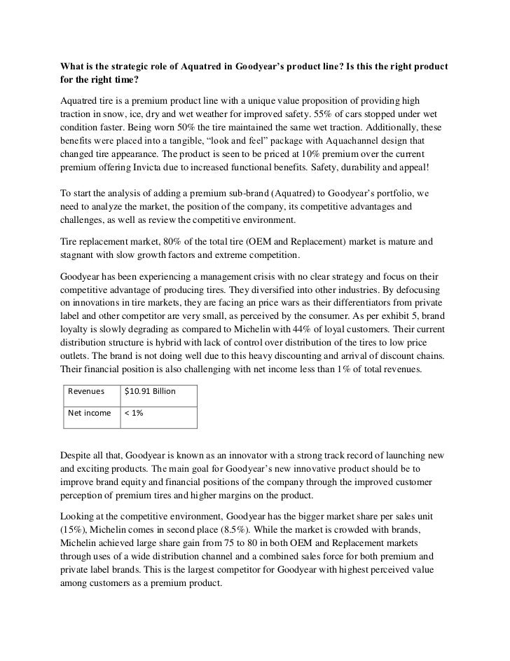 goodyear aquatred case study analysis goodyear aquatred case study analysis